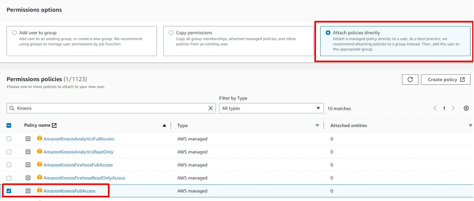 step 4 in the Amazon Kinesis Producer Library example