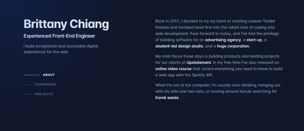 Brittany Chiang's frontend developer portfolio